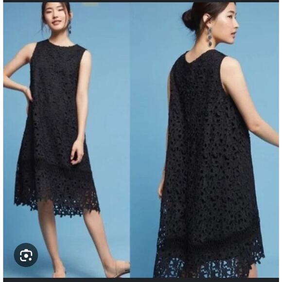 Ne Quittez Pas Montmartre Lace Swing Dress Black Sleeveless Women Size Medium - Picture 1 of 13